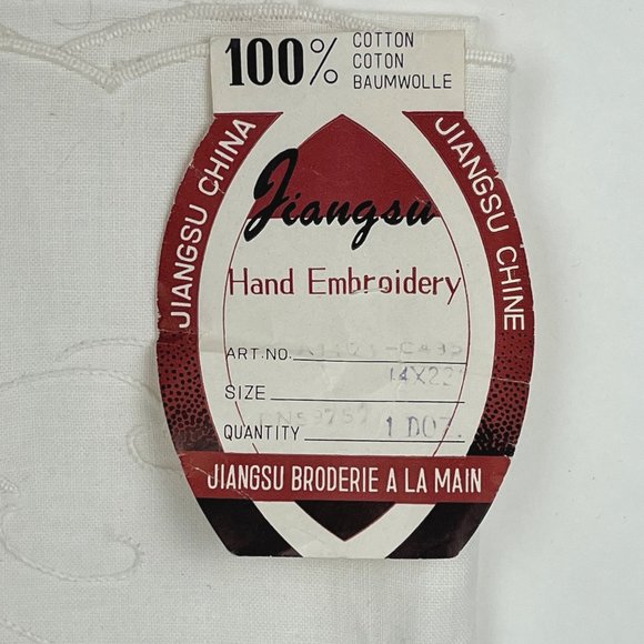 Vintage Hand-Embroidered Tea Towels White Pink Flowers Set of 2 - Picture 3 of 8